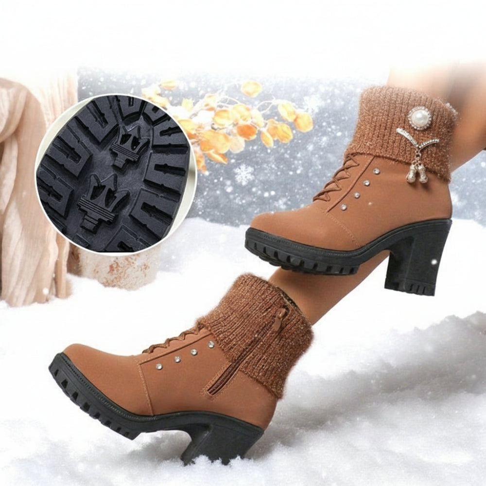 Vinterstøvler til kvinder – varme hælstøvler med pelskant