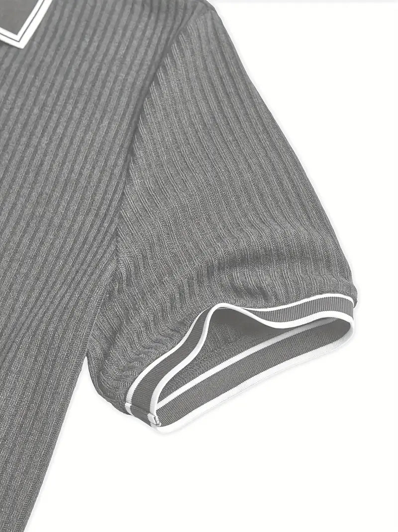 Elegant Herrepolo – Strikket Struktur & Stilrent Design