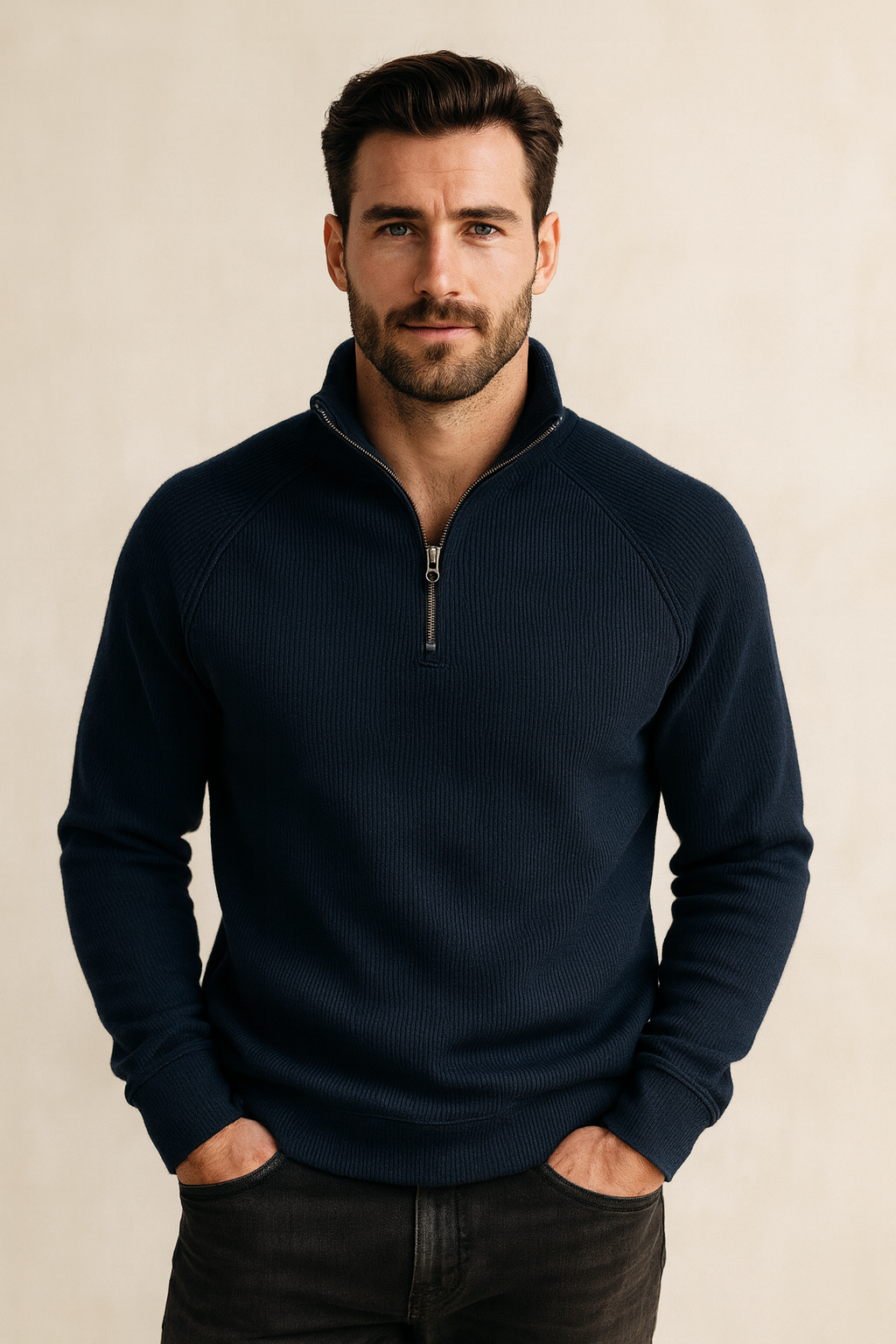 Klassisk fleece quarter zip trøje til hverdagskomfort