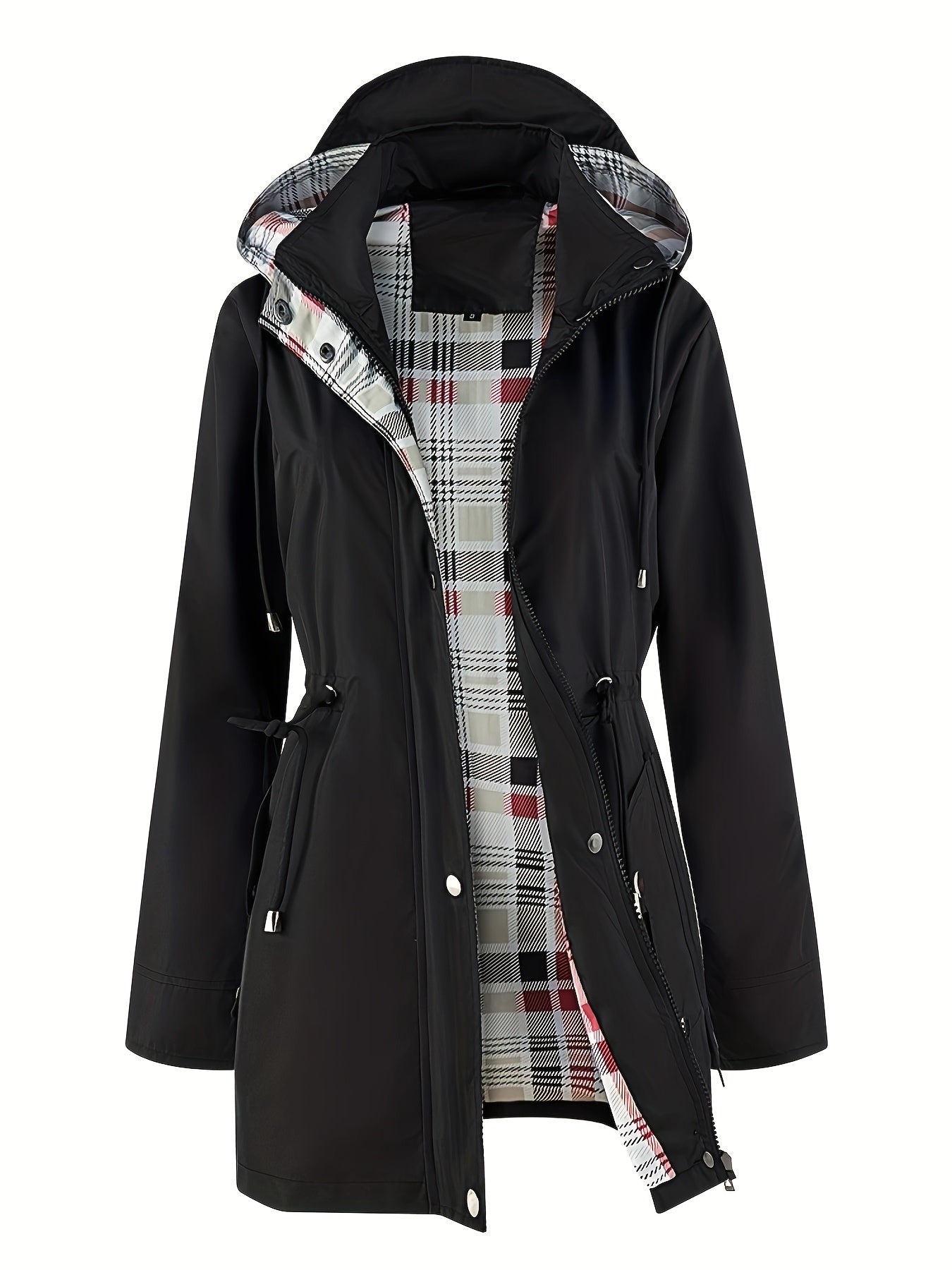 Dame jakke | Parka med hætte og justerbar talje