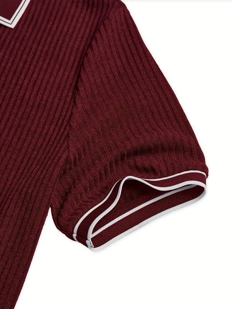 Elegant Herrepolo – Strikket Struktur & Stilrent Design