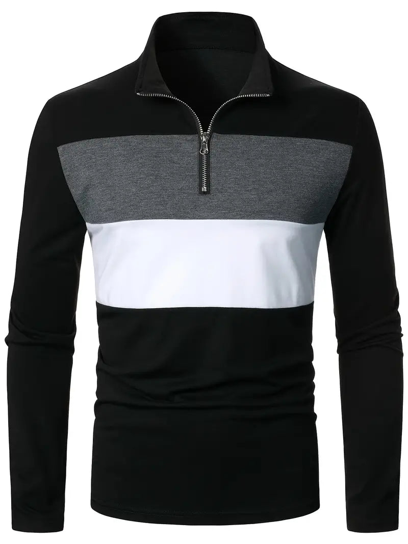 Herre half zip pullover | Strikket trøje med lynlås i kraven
