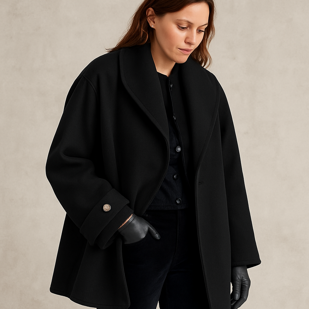 Dame frakke | Oversized frakke med kontrastkant