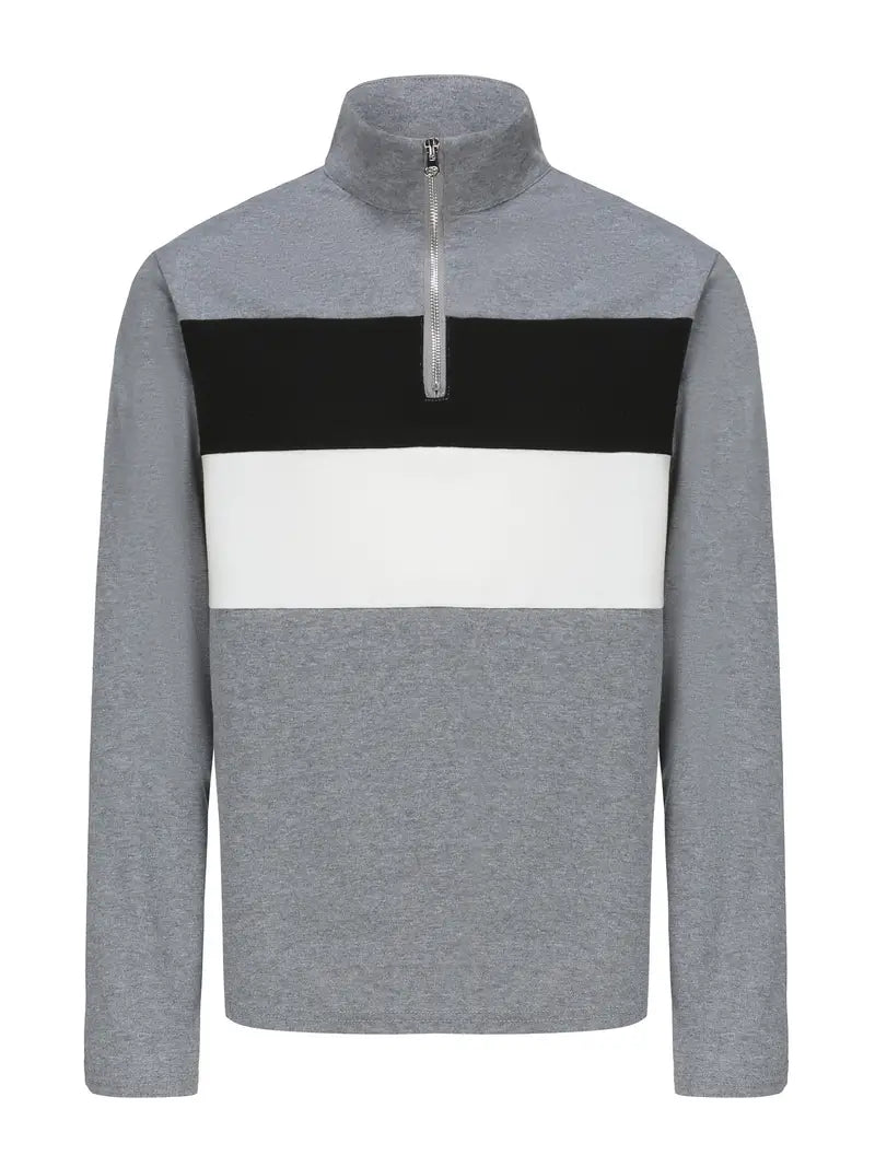 Herre half zip pullover | Strikket trøje med lynlås i kraven