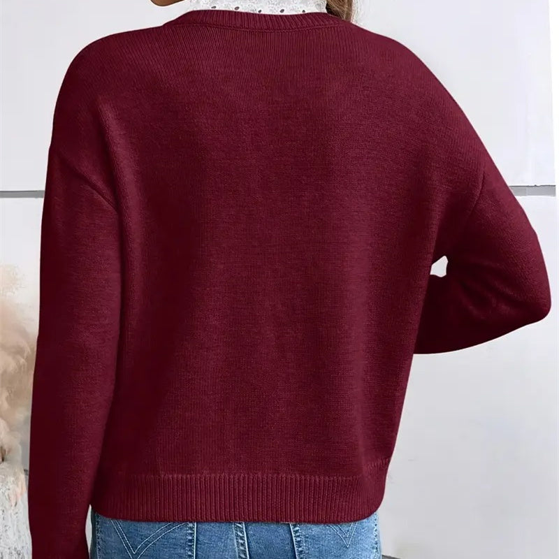 Dame trøje | Langærmet trøje med V-hals