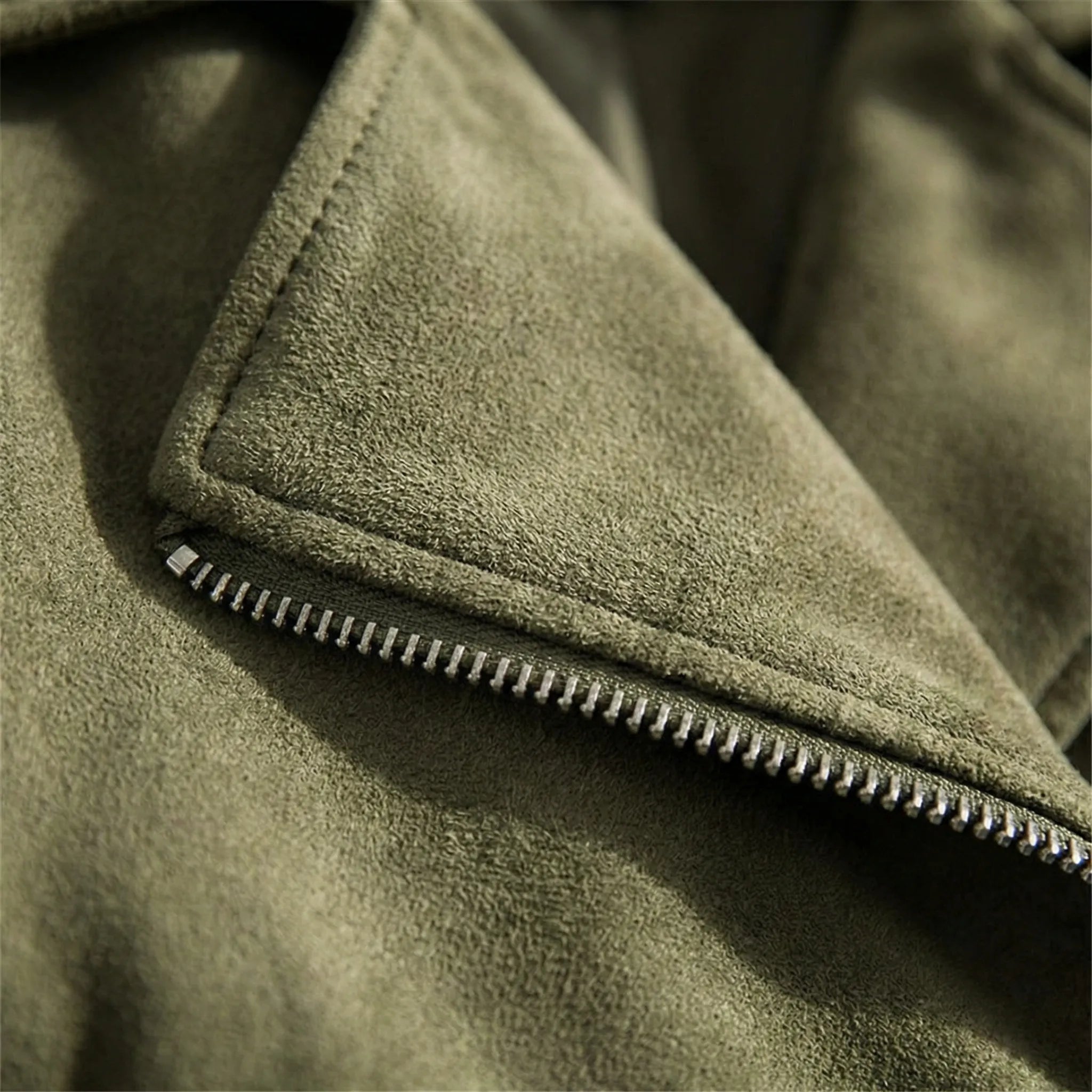 Bikerjakke til damer | Ruskindjakke med lynlås og reverskrave