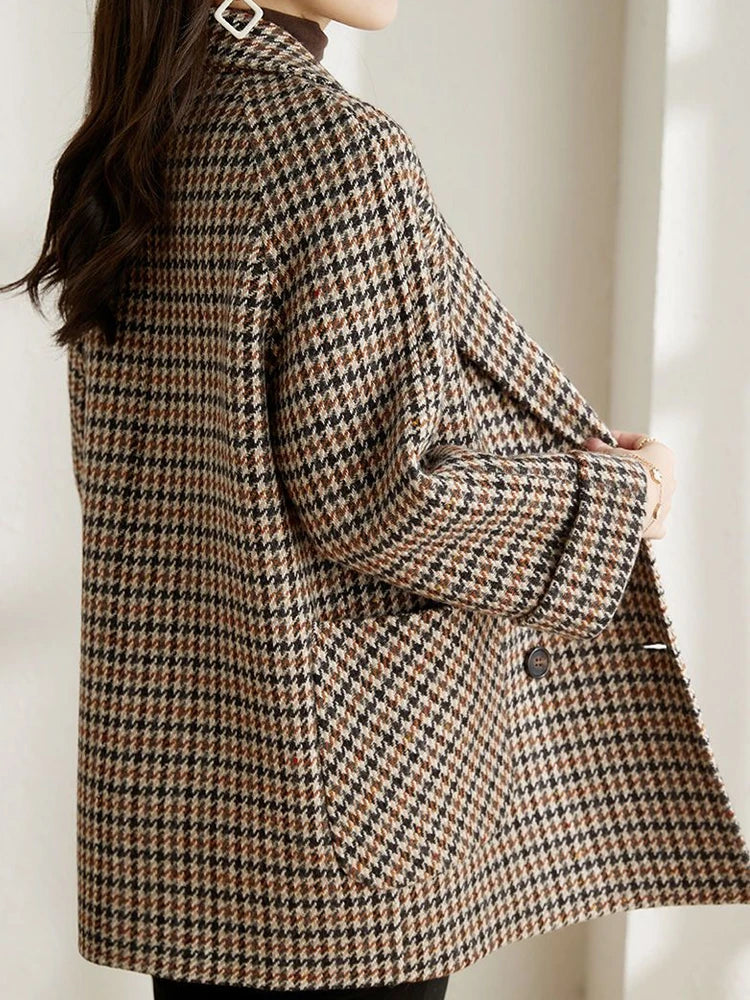 Blazer til damer | Ternet blazer med lange ærmer og afslappet fit