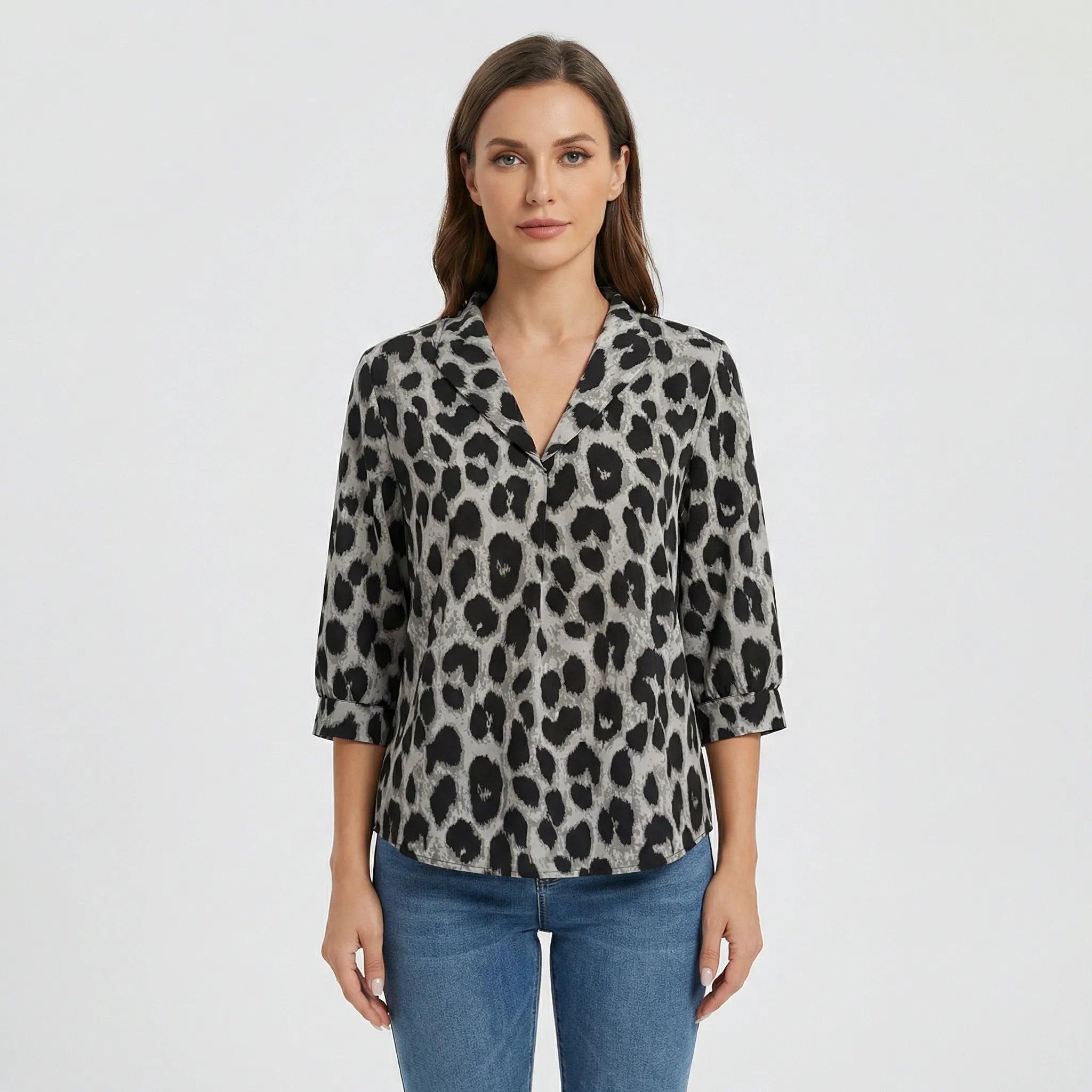 Bluse med leopardprint | Løs pasform