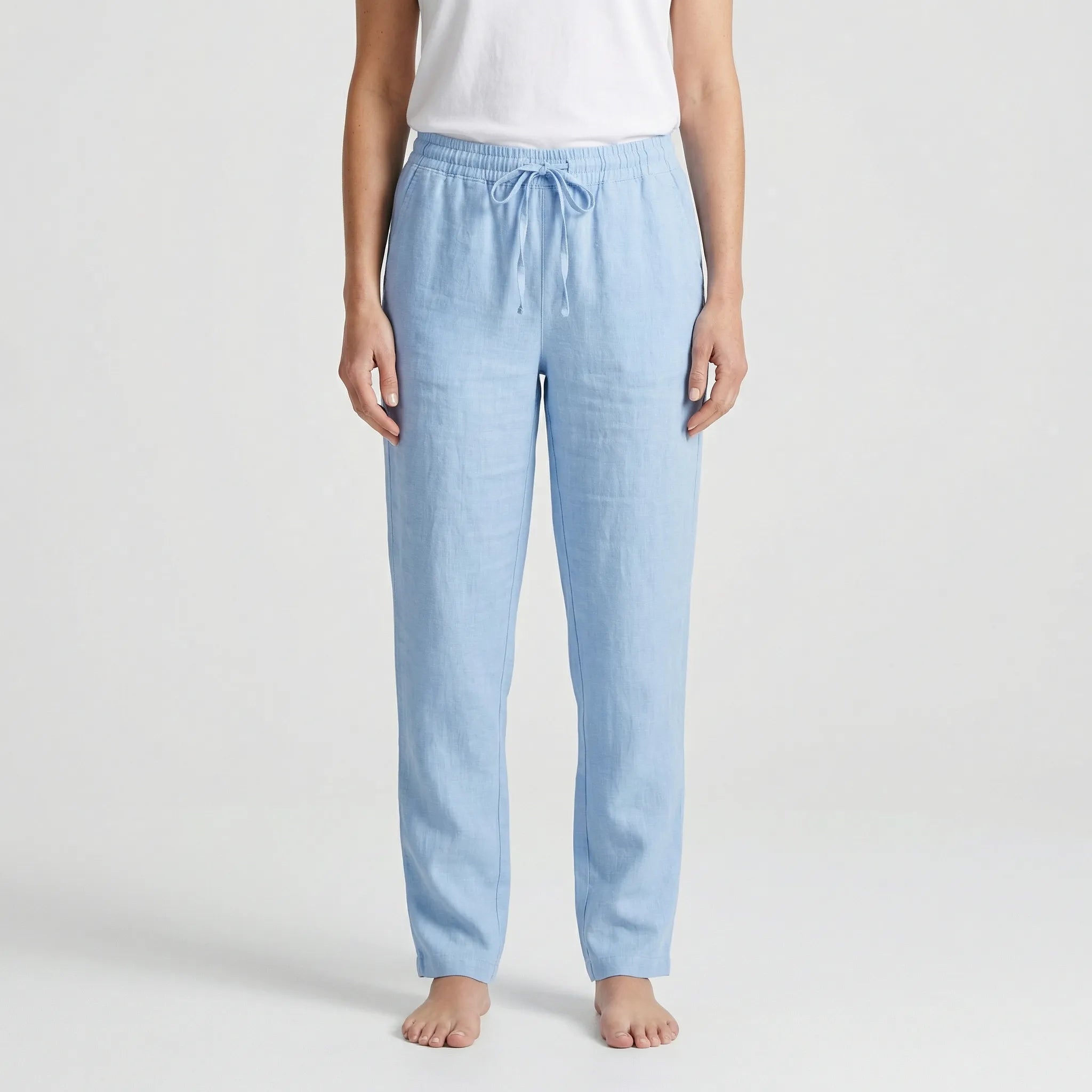 Bukser dame | Linned bukser med elastisk talje