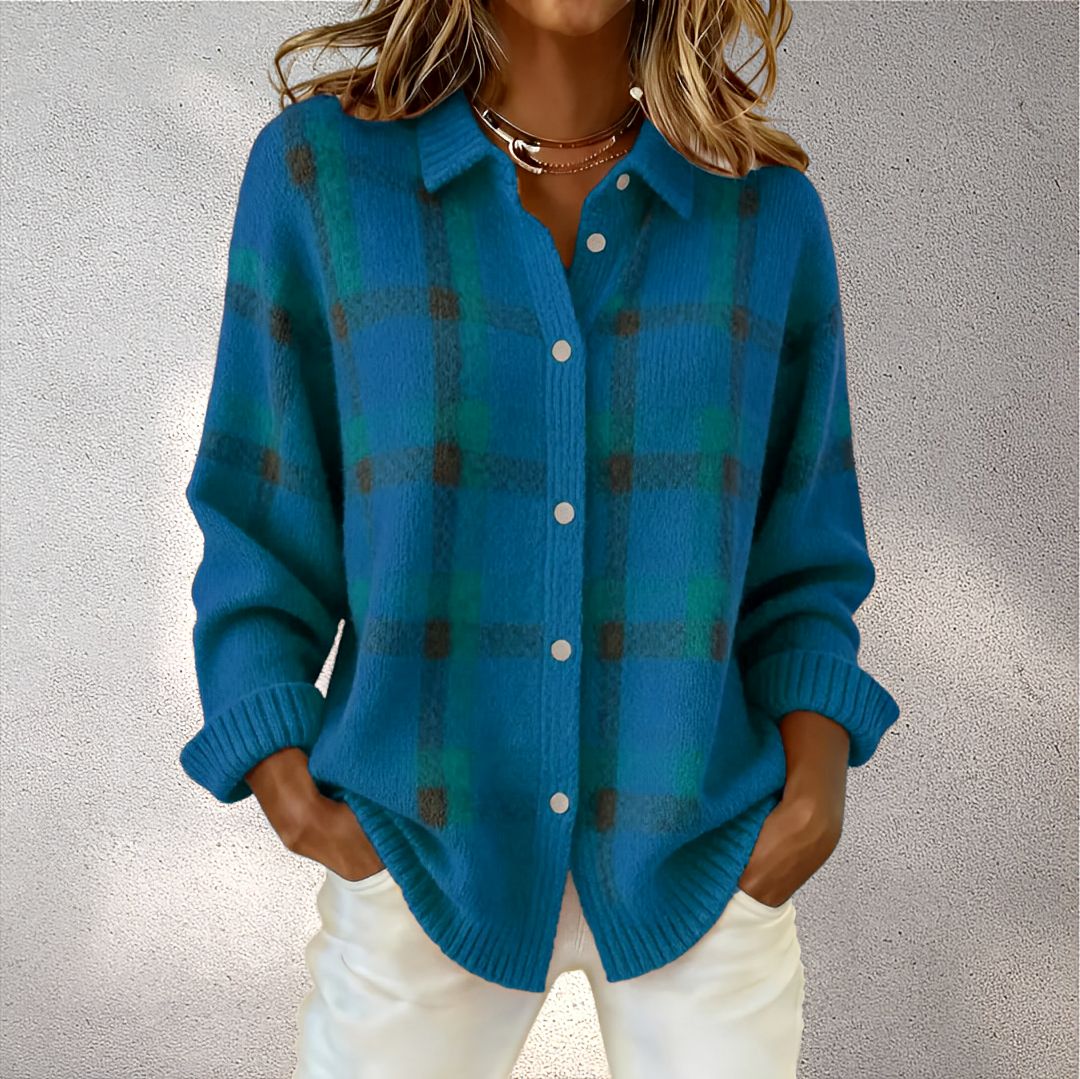 Cardigan damer | Ternet blødt vest med krave