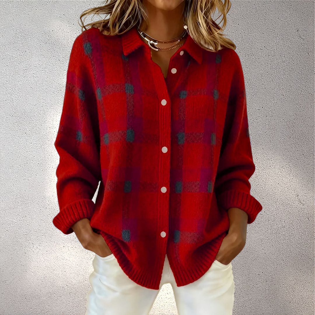 Cardigan damer | Ternet blødt vest med krave