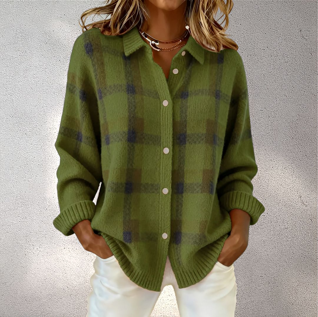 Cardigan damer | Ternet blødt vest med krave