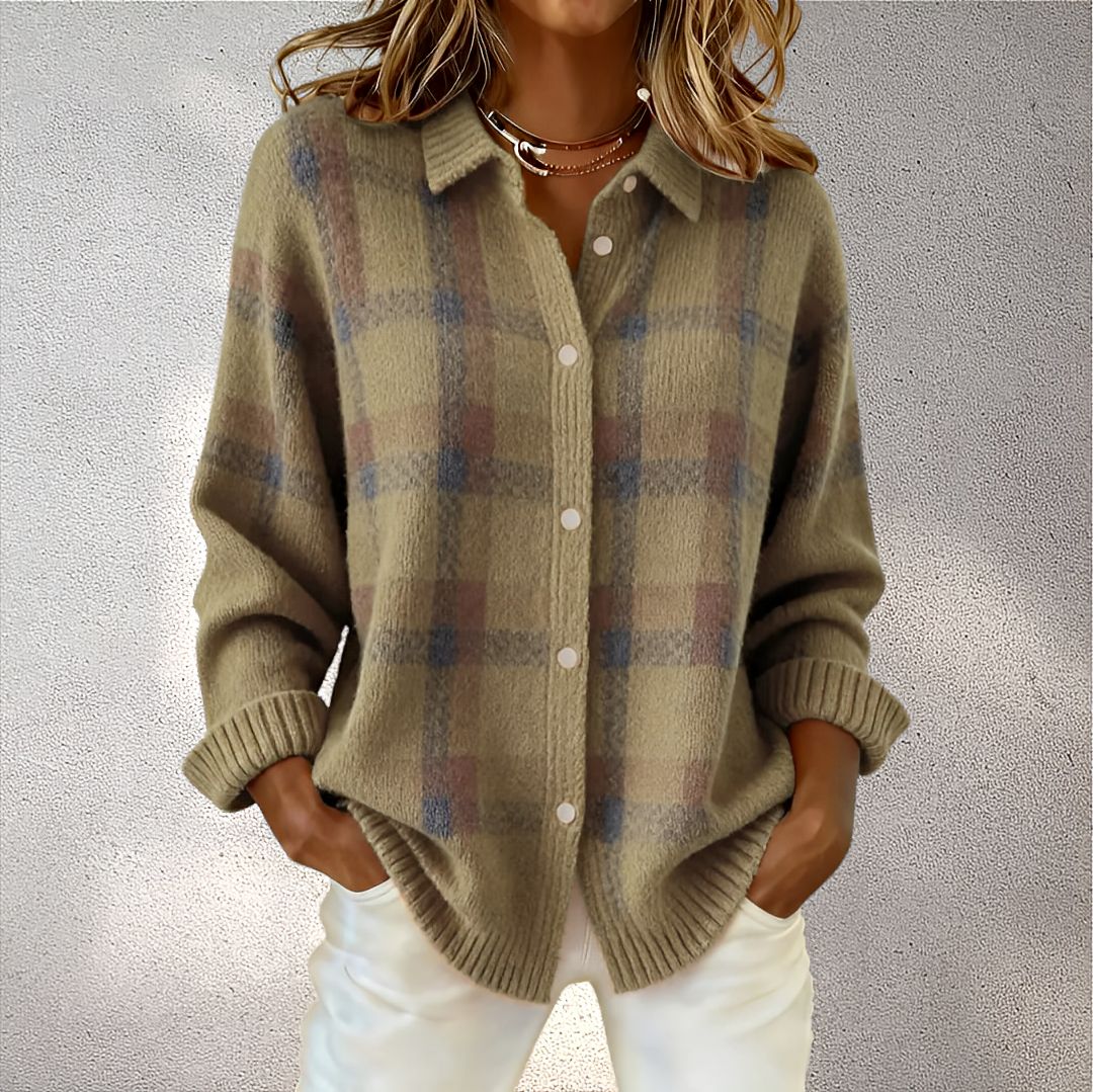 Cardigan damer | Ternet blødt vest med krave