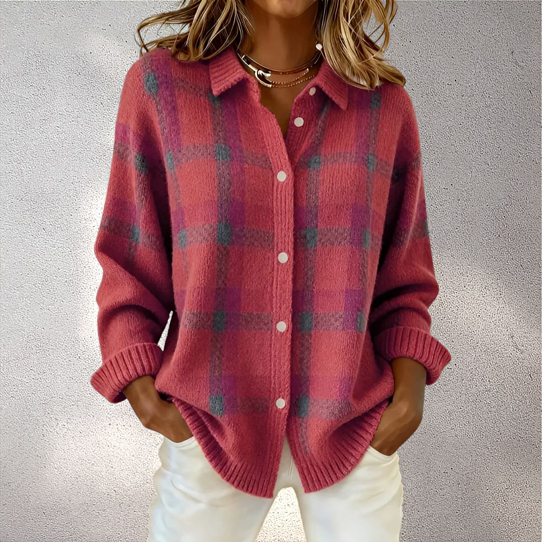 Cardigan damer | Ternet blødt vest med krave