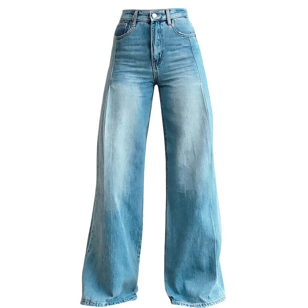 Damejeans med brede ben og høj talje