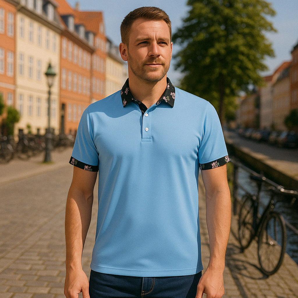Lars™ Herrepoloshirt med Blomsterprint