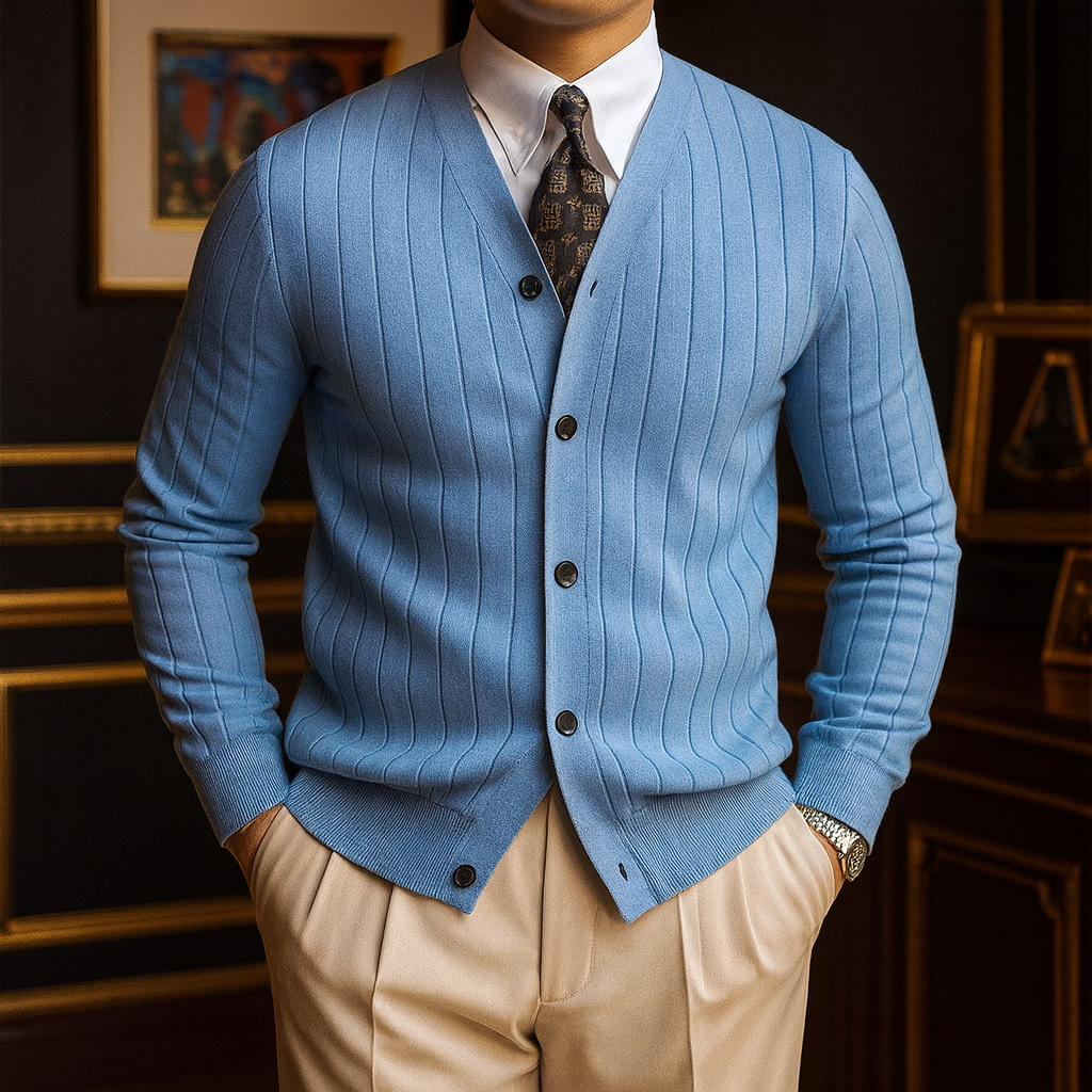 Herre cardigan | Tidløst design med knapper og ribstruktur