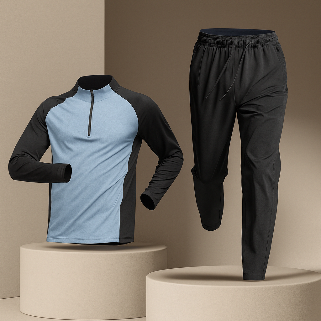 Herre træningssæt | Letto to-delt sportssæt med lynlås og åndbart stof
