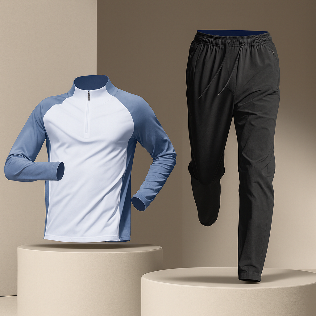 Herre træningssæt | Letto to-delt sportssæt med lynlås og åndbart stof