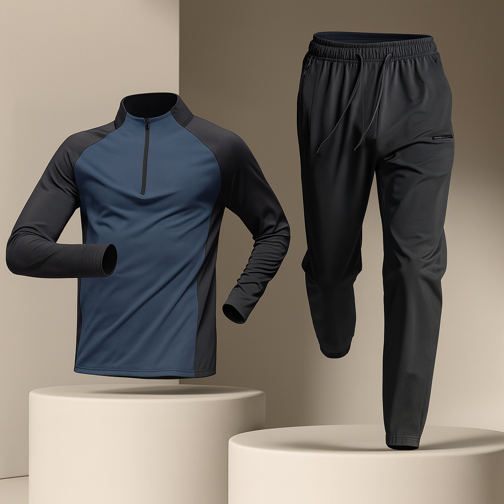 Herre træningssæt | Letto to-delt sportssæt med lynlås og åndbart stof