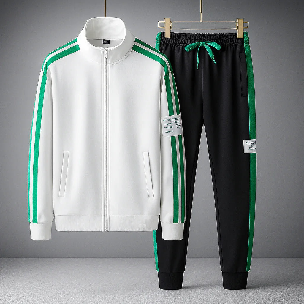 Herre træningsdragt | Sporty tracksuit med lynlås og stribedesign