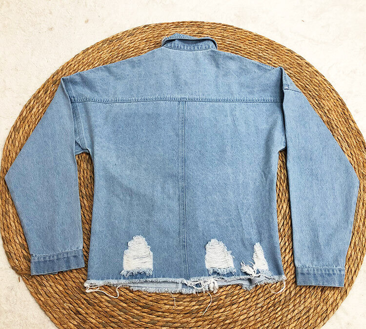 Dame denimjakke | Oversized denimjakke med knapper