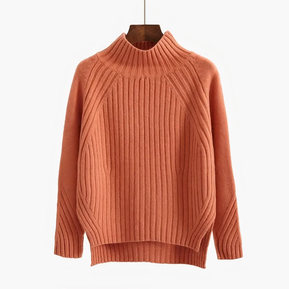 Dame ribstrikket rullekrave sweater til vinter 2