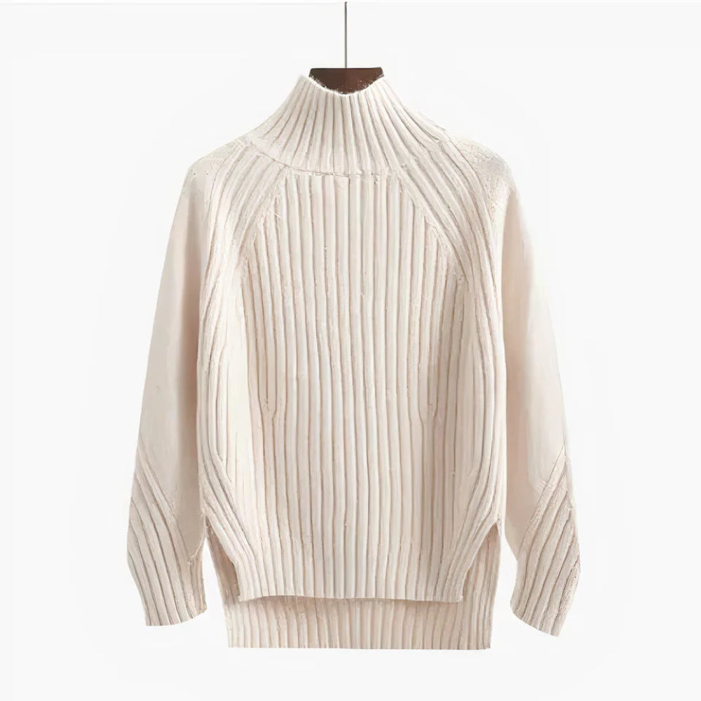 Dame ribstrikket rullekrave sweater til vinter 4