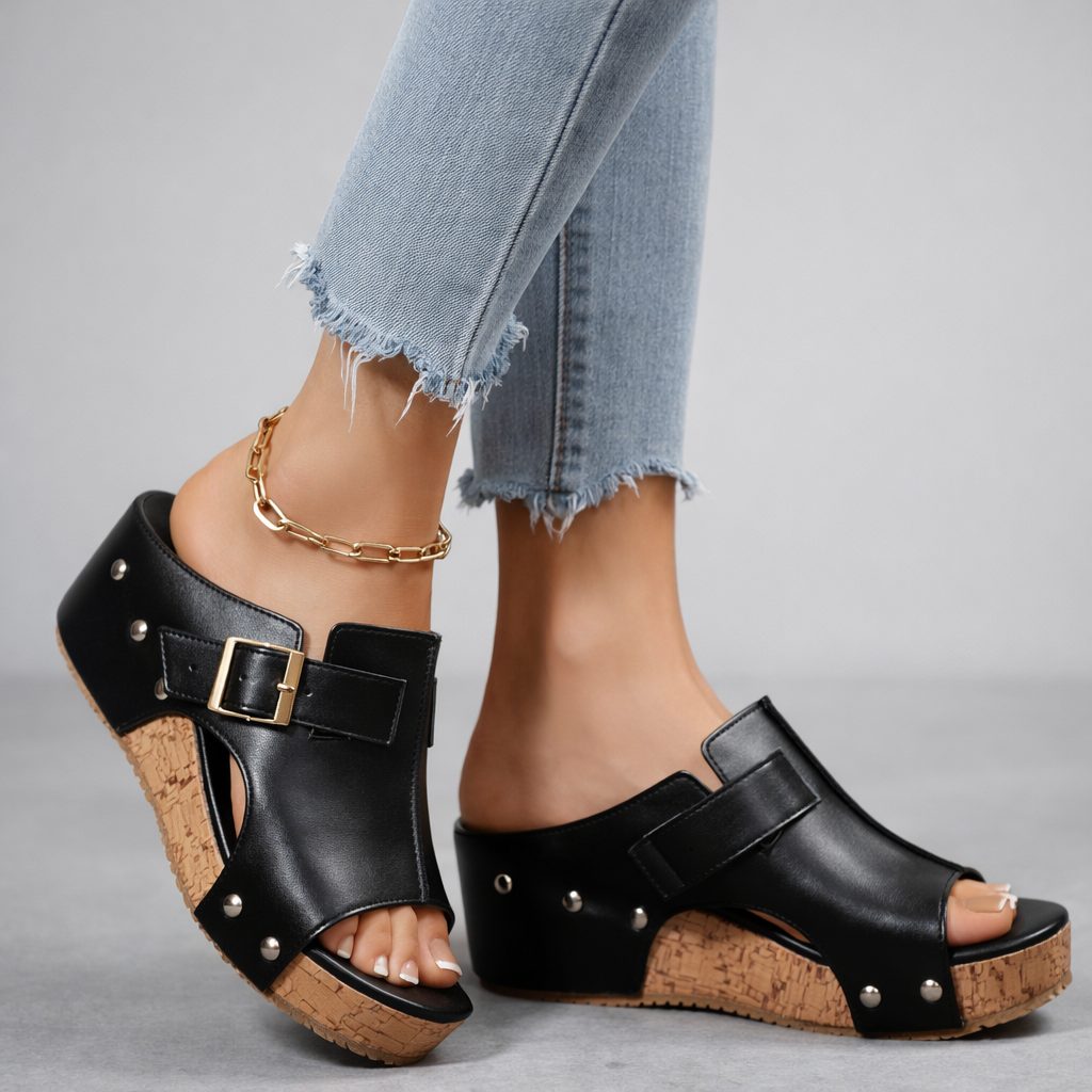 Sandales pour femmes | Sandales à plateforme avec boucle et semelle en liège