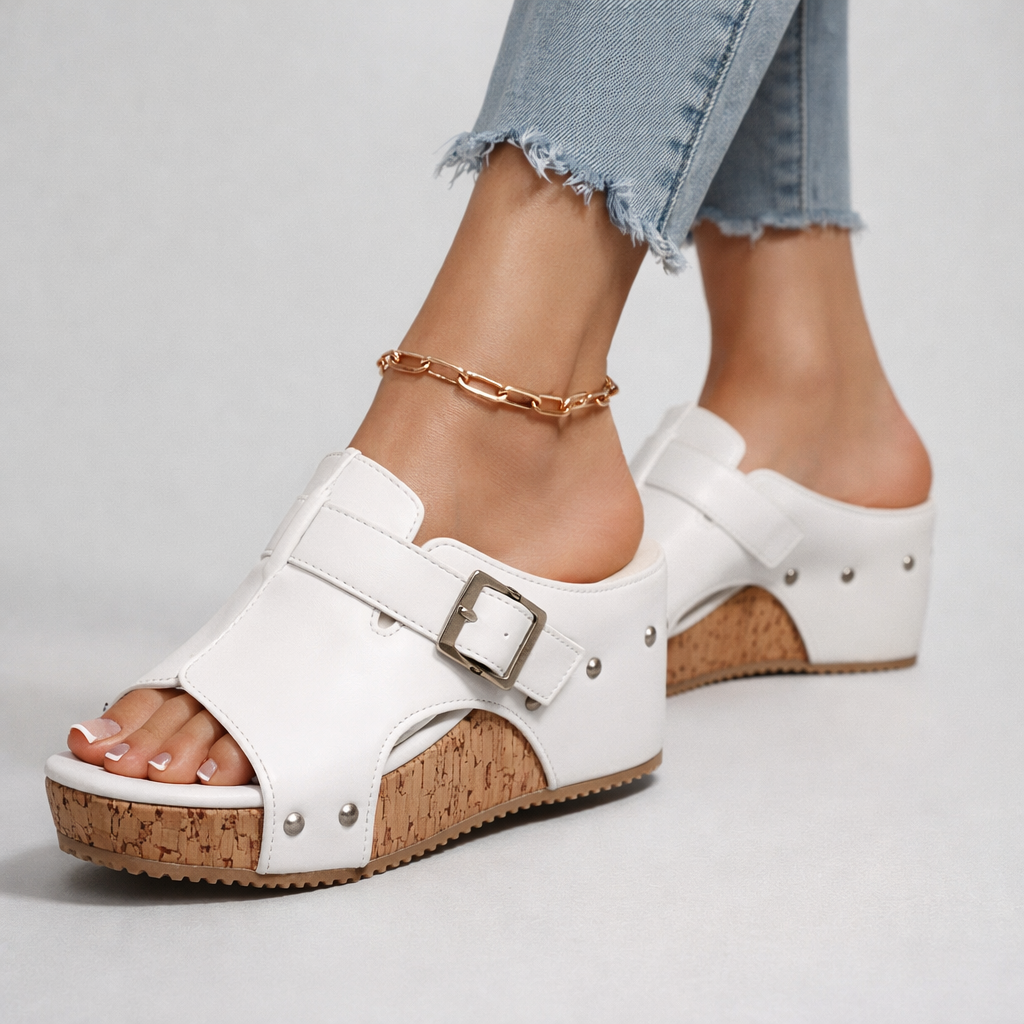 Sandales pour femmes | Sandales à plateforme avec boucle et semelle en liège