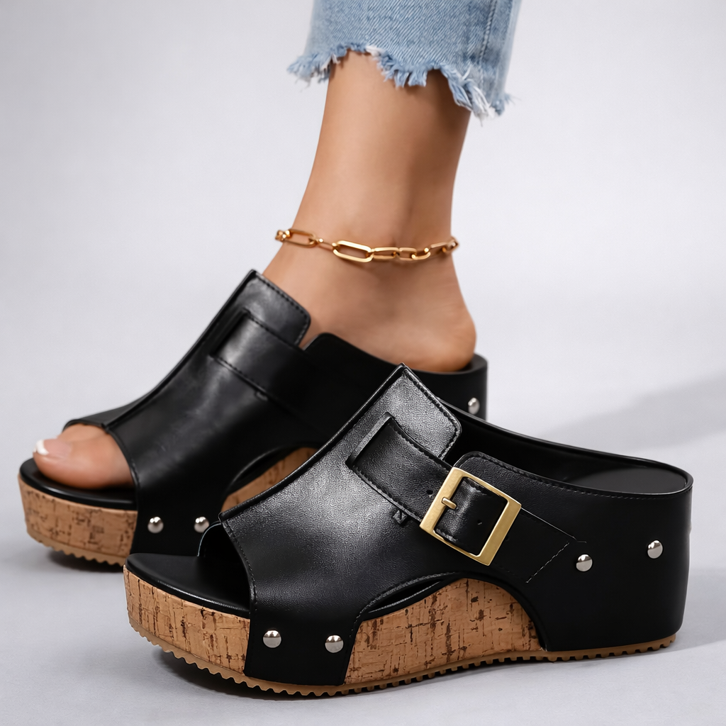 Sandales pour femmes | Sandales à plateforme avec boucle et semelle en liège
