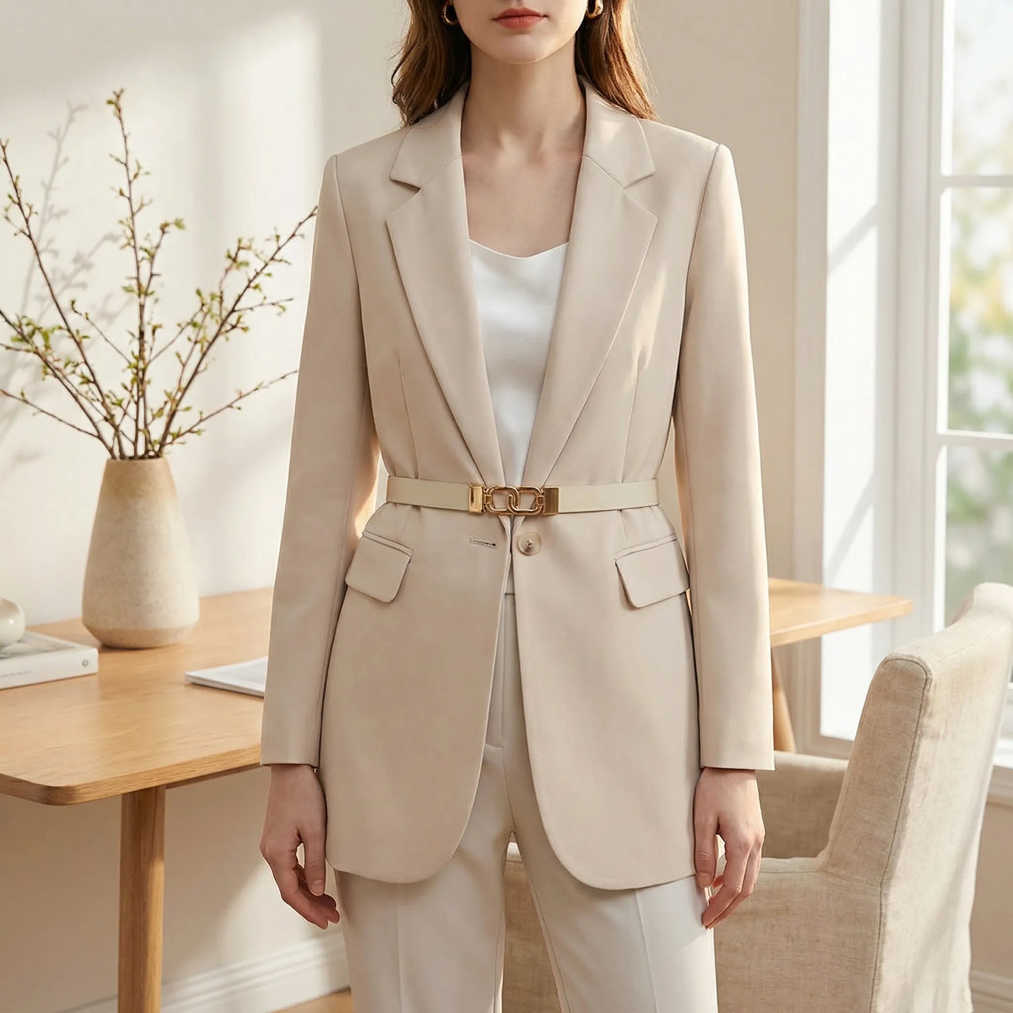 Dameblazer | Figursyet blazer med bælte