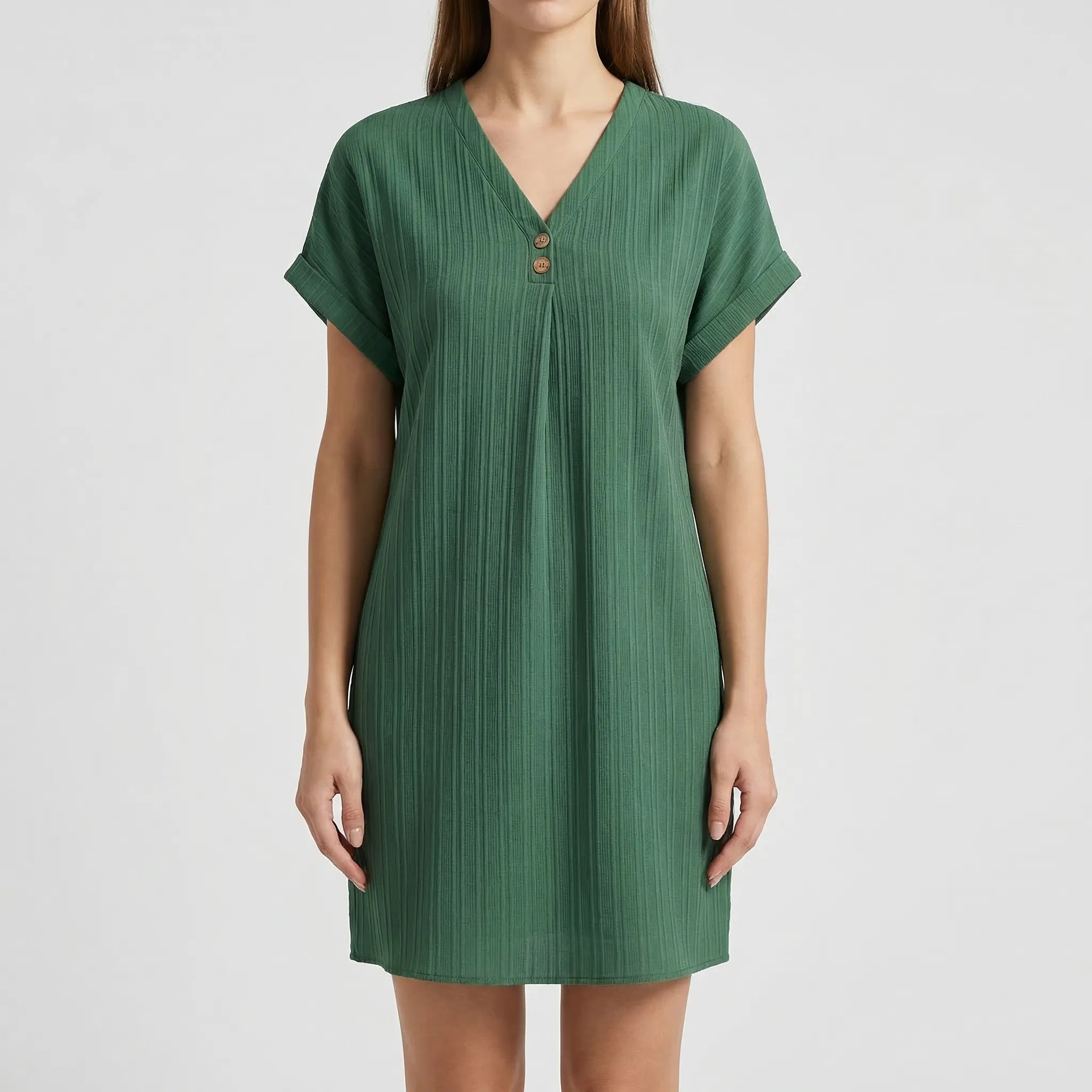 Robe pour femme | Robe d'été à col en V et manches courtes