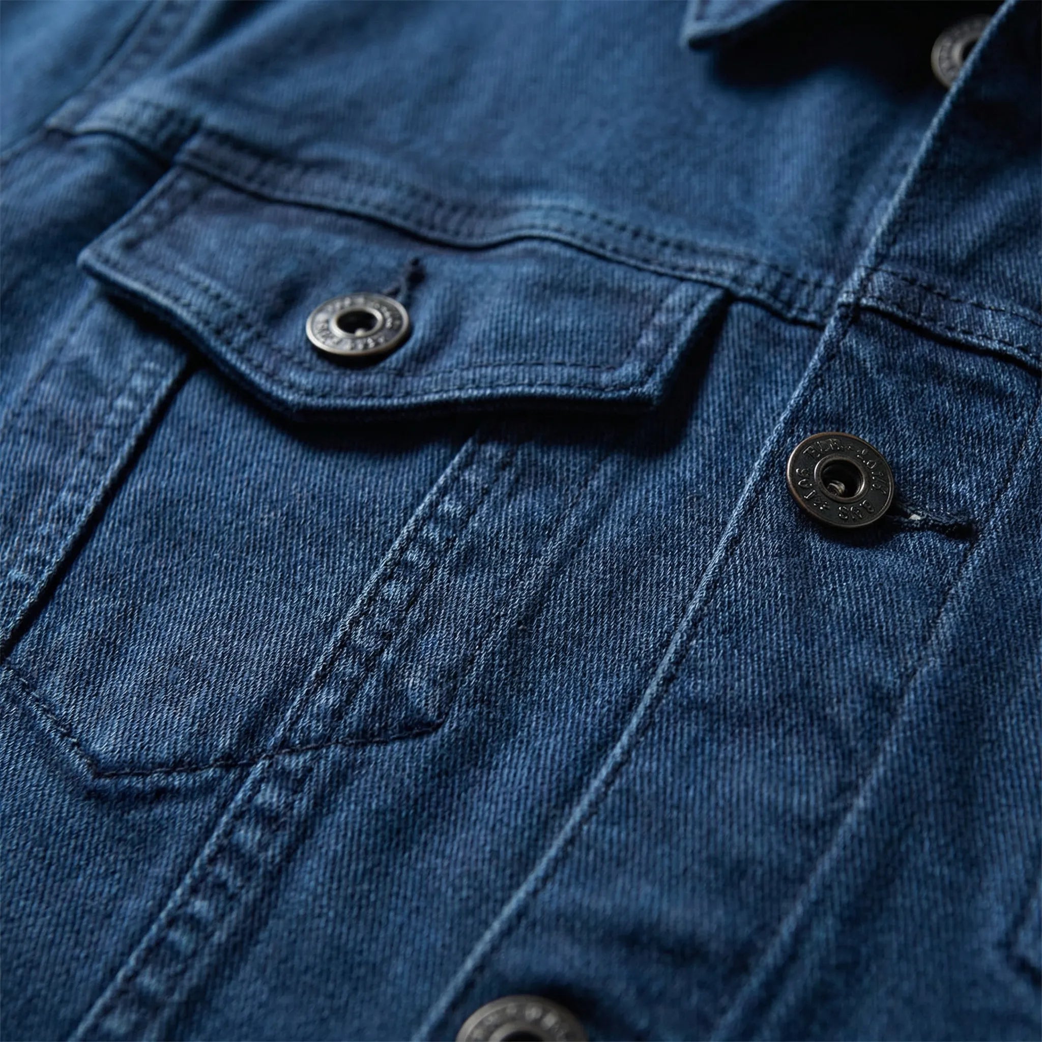 Denimjakke herre | Klassisk jakke med knaplukning