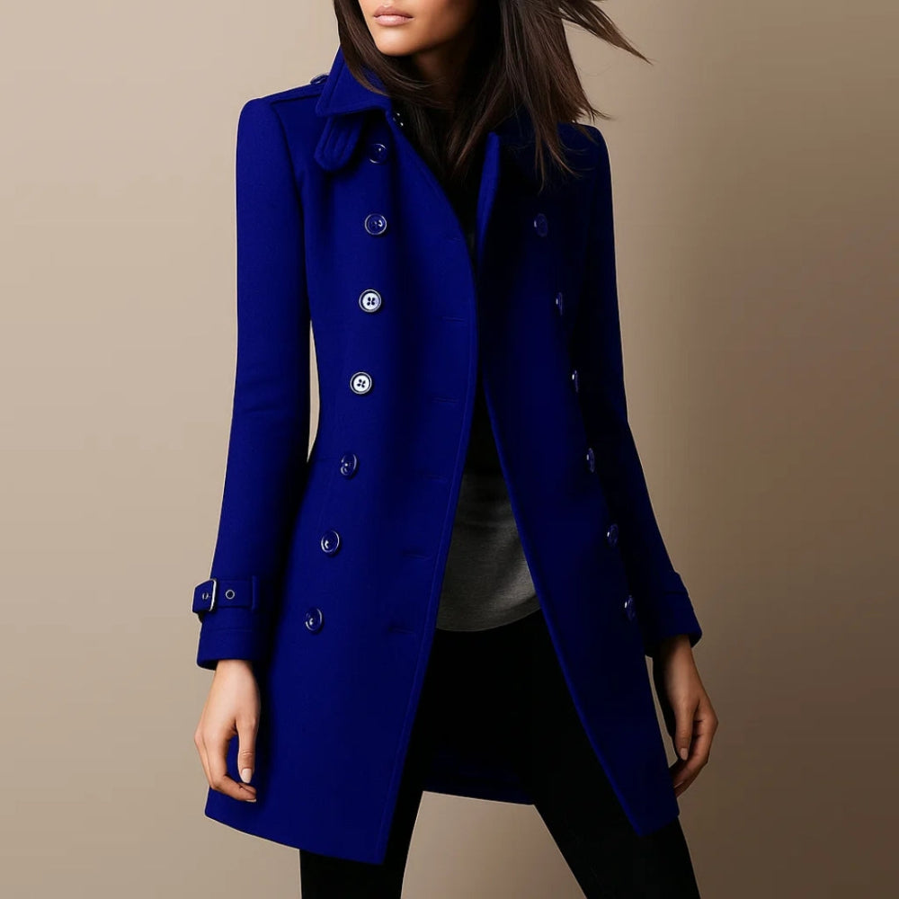 Elegant dobbeltradet damefrakke 2