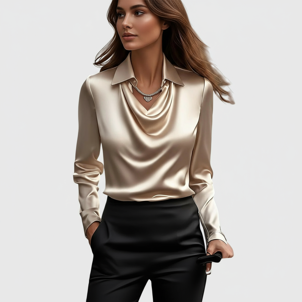 Haut en satin élégant pour femme | Chemisier raffiné à col