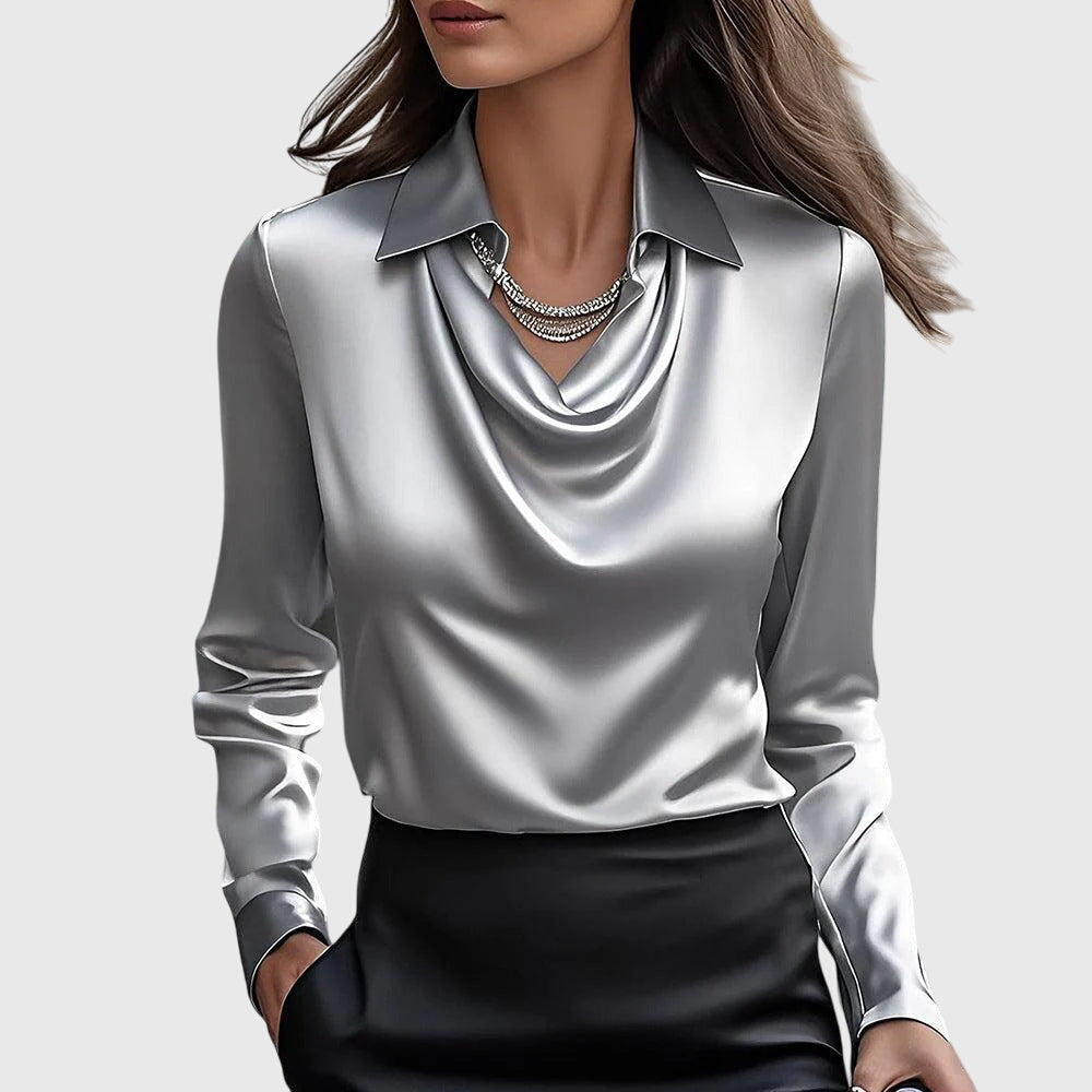 Haut en satin élégant pour femme | Chemisier raffiné à col