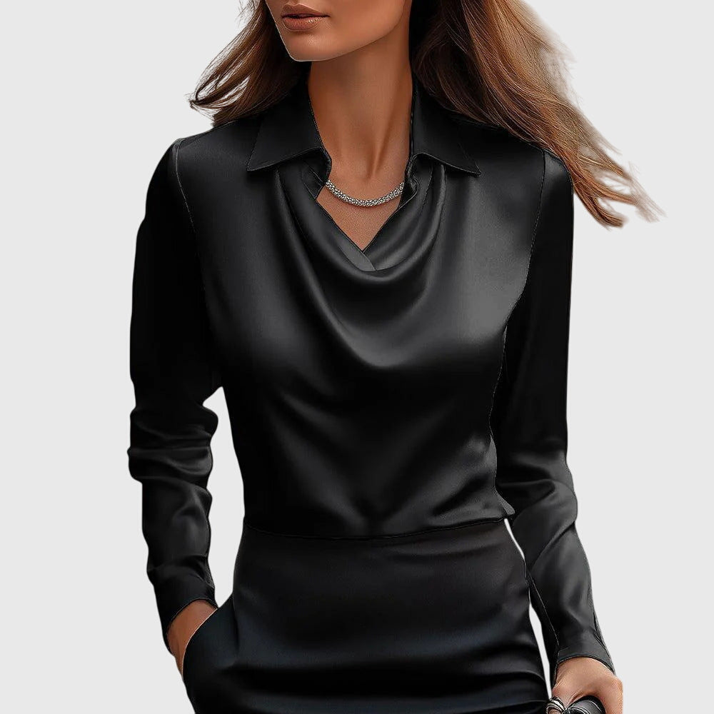 Haut en satin élégant pour femme | Chemisier raffiné à col