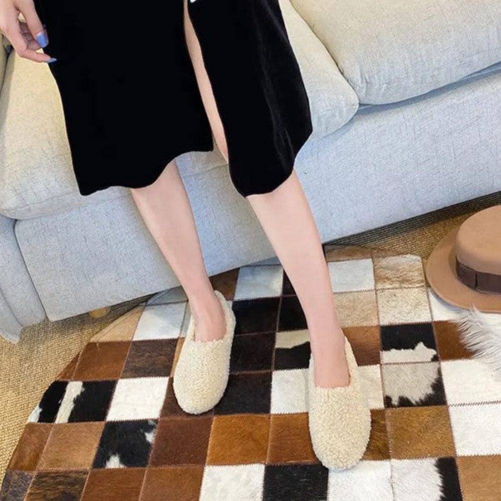 Dame hjemmesko | Bløde ballerinaer i hyggeligt vinterdesign