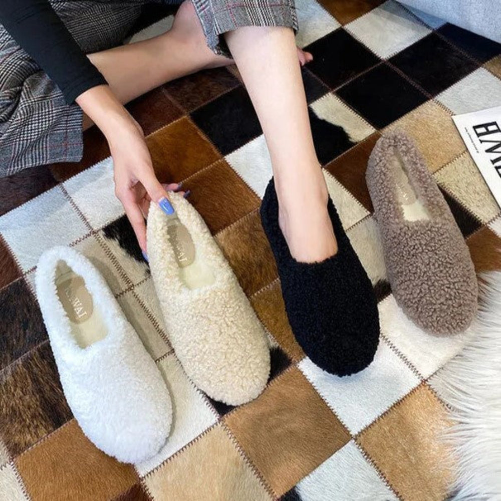 Dame hjemmesko | Bløde ballerinaer i hyggeligt vinterdesign