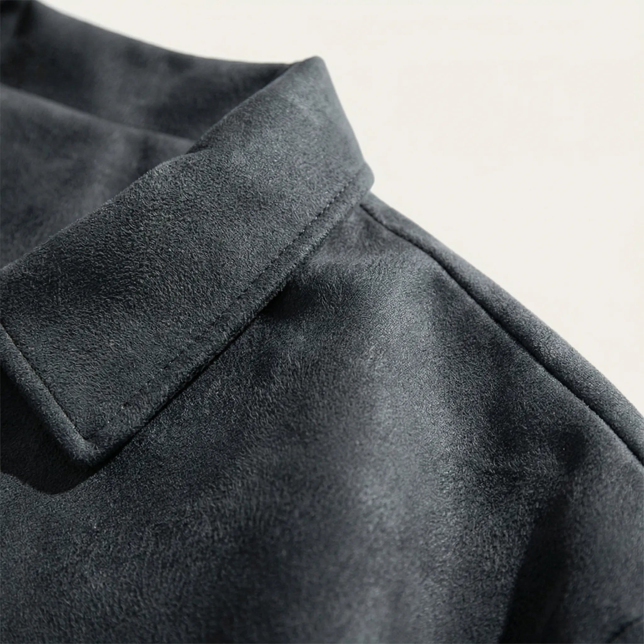 Herre bomberjakke | PU-læder mellemlagsjakke med trykknapper