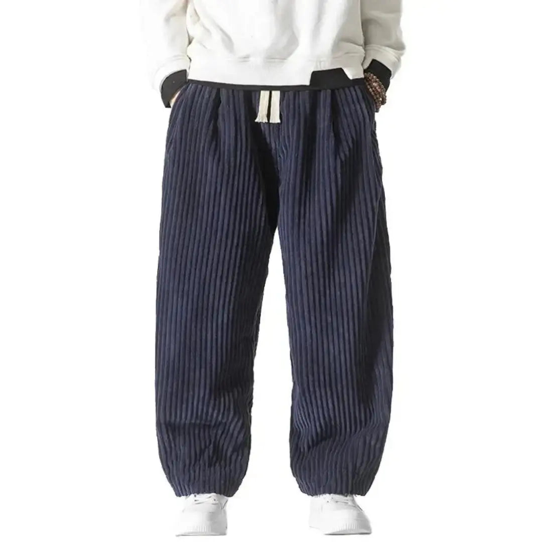 Pantalon pour homme | Pantalon ample en velours côtelé avec taille élastiquée