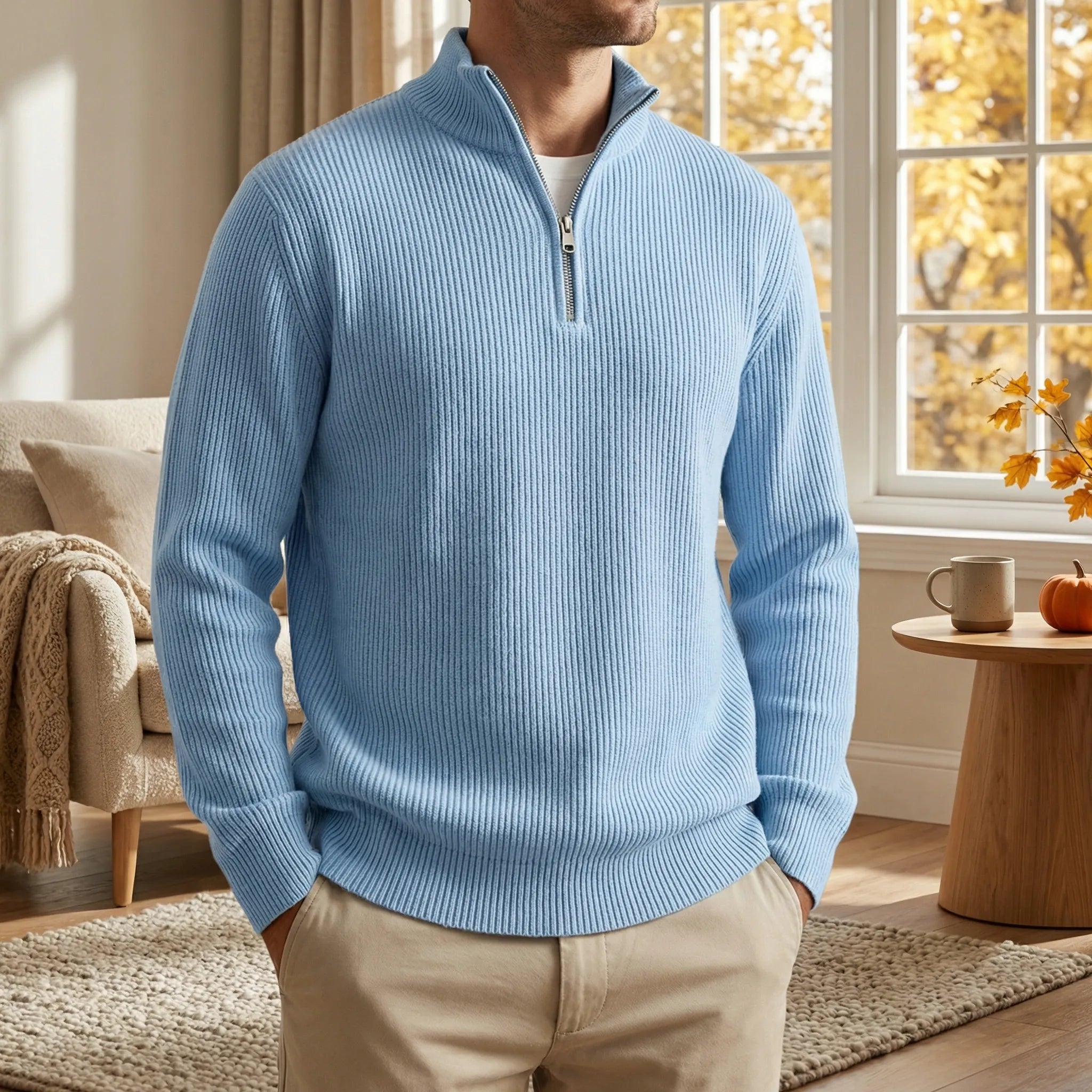 Herretrøje Med Halv Lynlås 