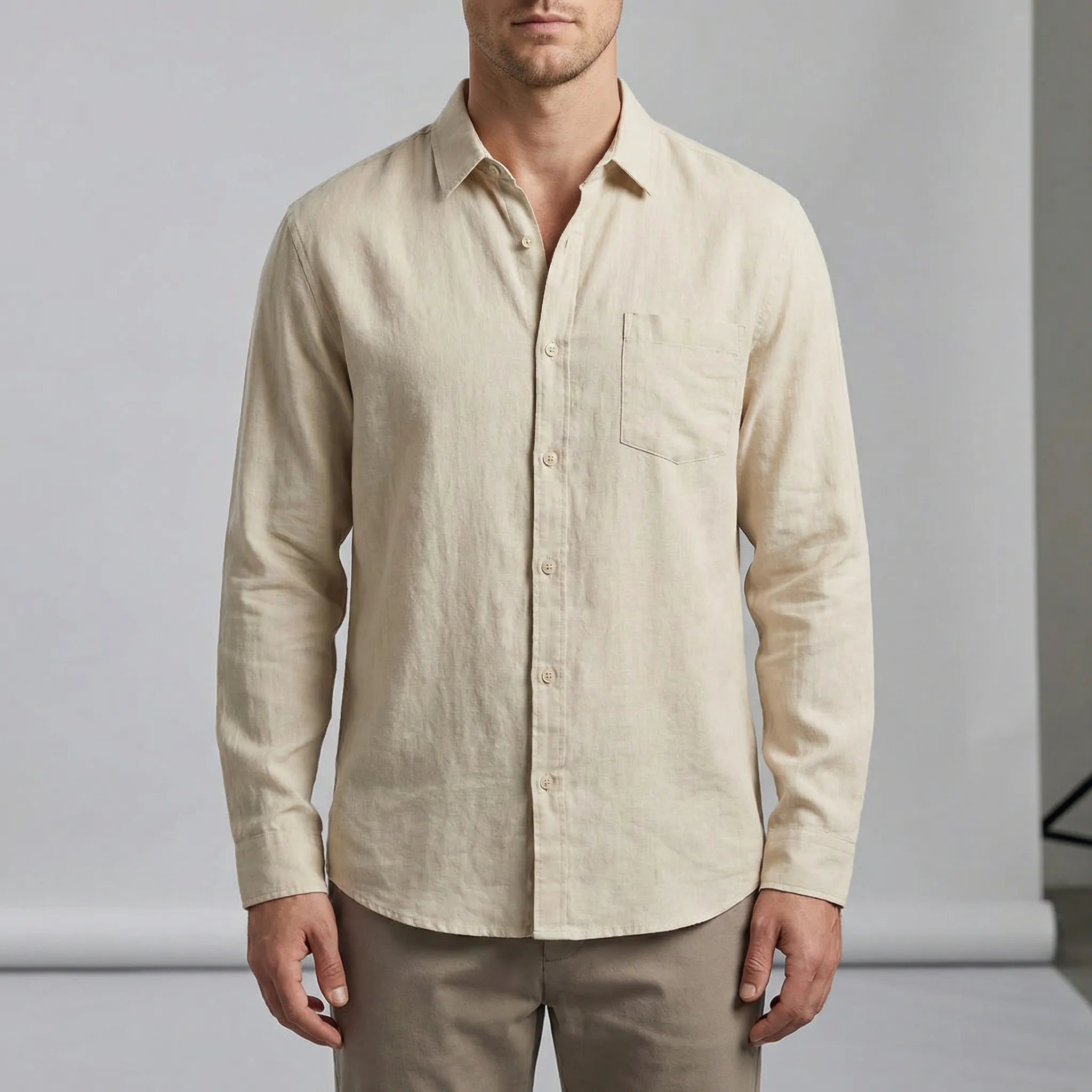 Hørskjorte til herre | Letvægts skjorte med knaplukning