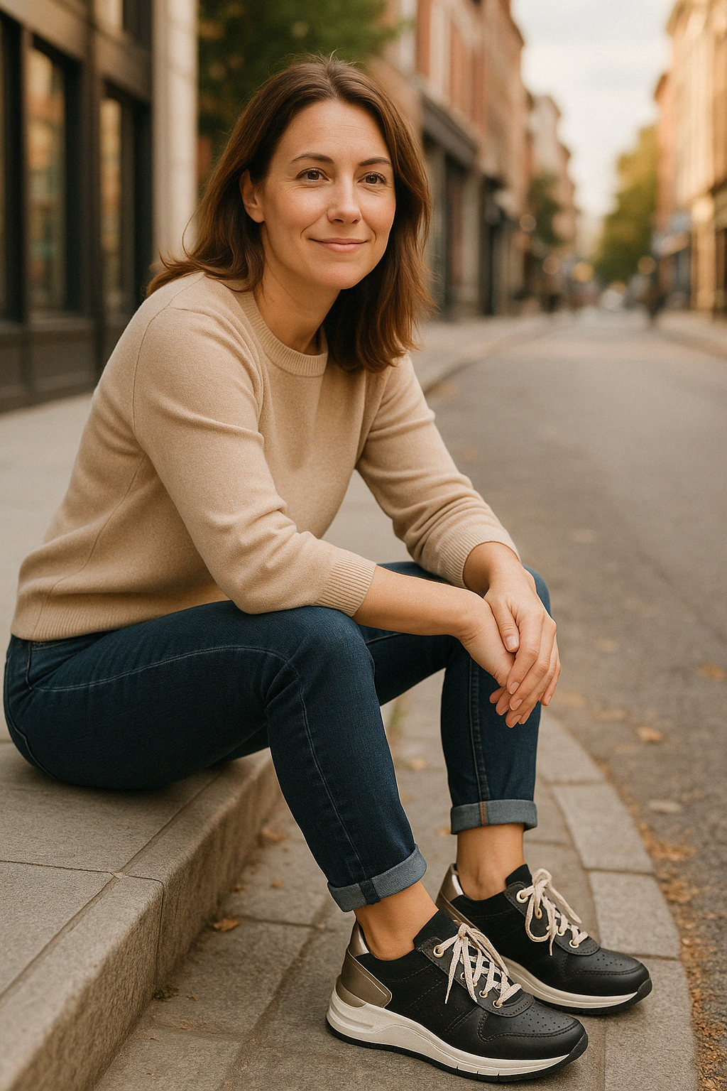 Komfortable dames-sneakers med snøredesign