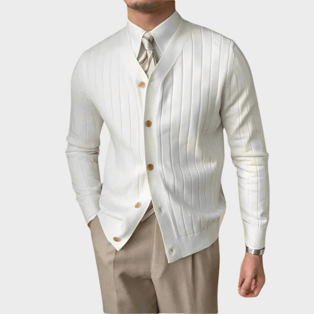 Herre cardigan | Strikket vest med striber