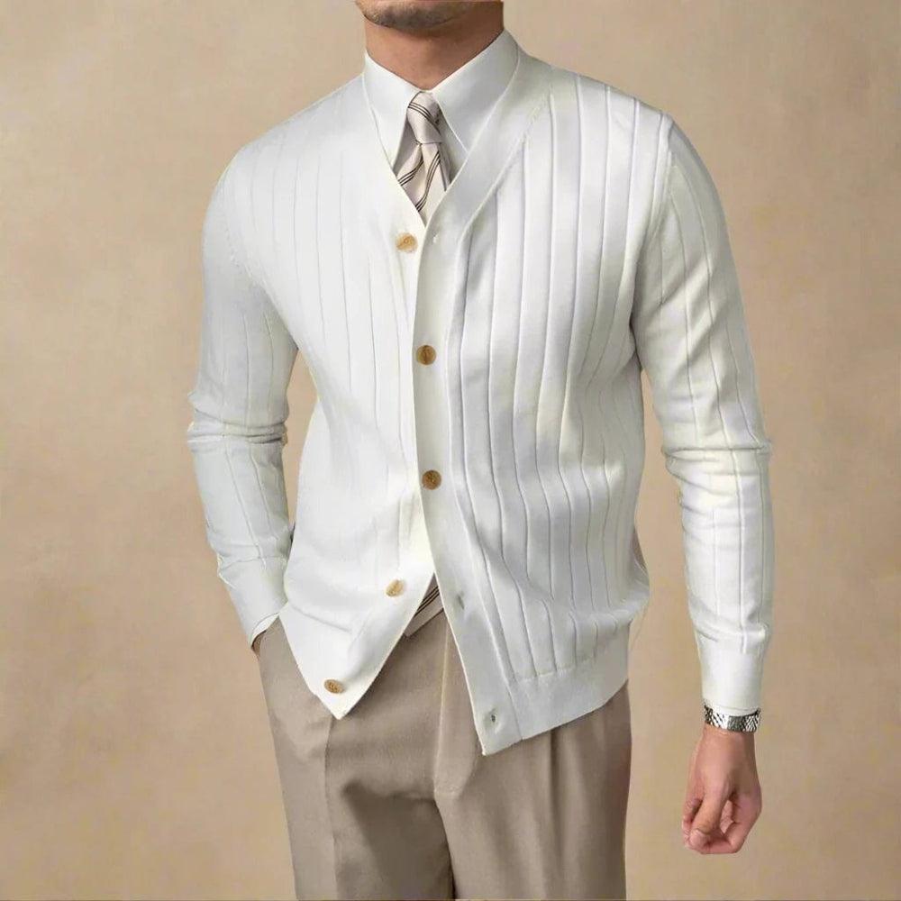 Herre cardigan | Strikket vest med striber