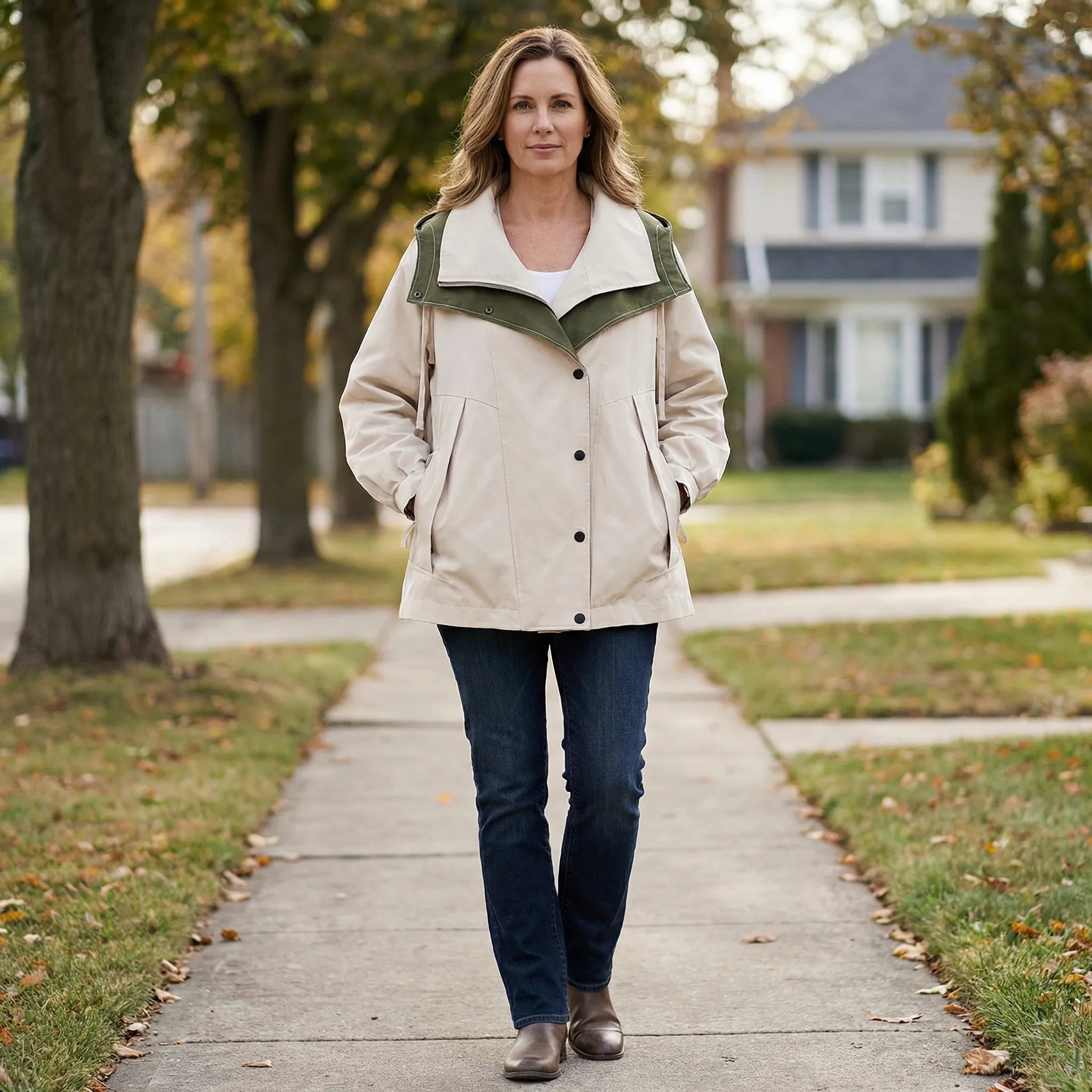 Jakke dame | Windbreaker overgangsjakke med hætte