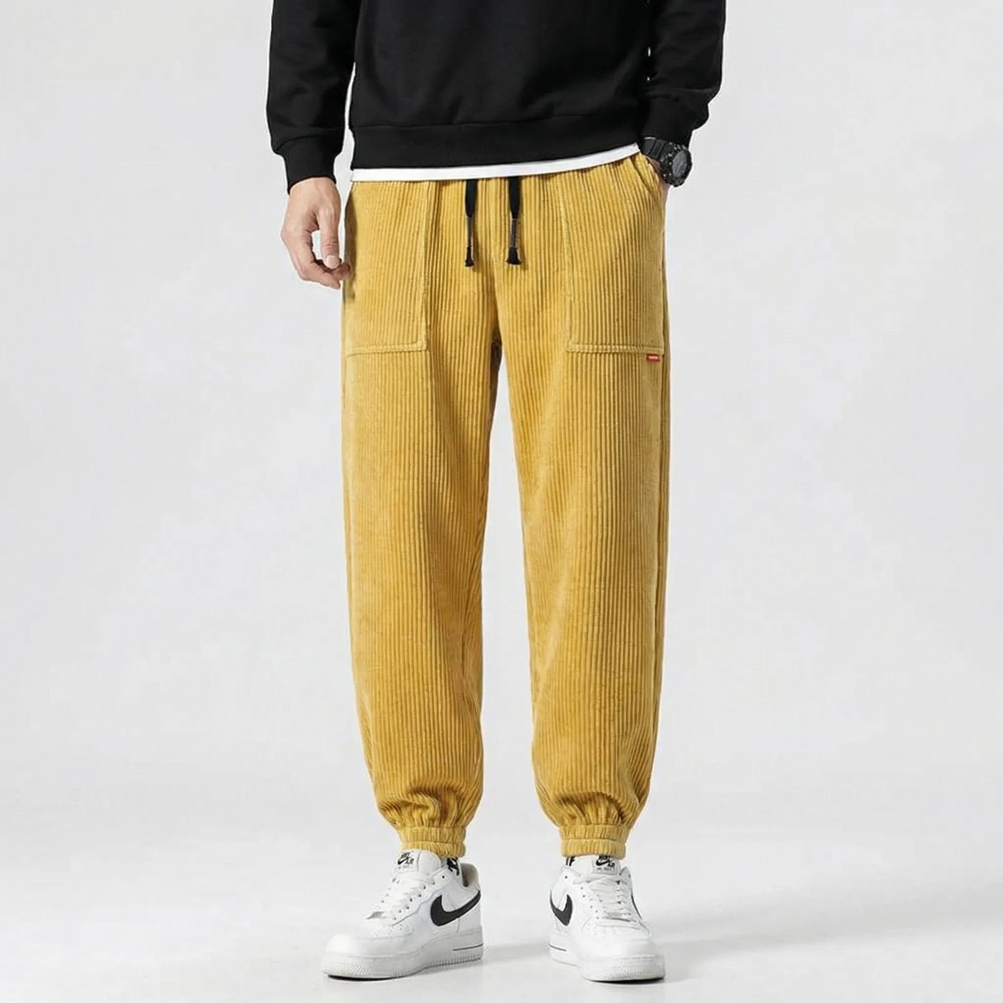 Joggingbukser til herrer | Ribfløjl sweatpants med elastiske kanter