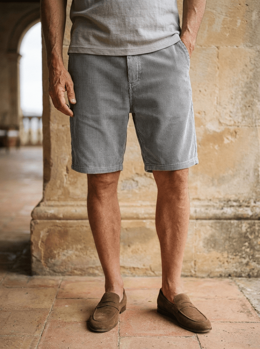 Korte bukser herre | Luksus corduroy sommershorts